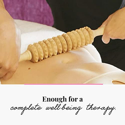 Tuuli Wooden Massage Roller for Waist and Thigh, Multi-Functional Body Roller for Cellulite Reduction and Muscle Tension, Natural Massager for Women and Men (Straight)