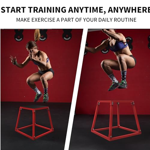 Garvee Steel Plyo Box for Exercise, Plyometric Jumping Box Metal Exercise Step Up Box with Anti-Slip Surface for Home Gym Training,Single and Set