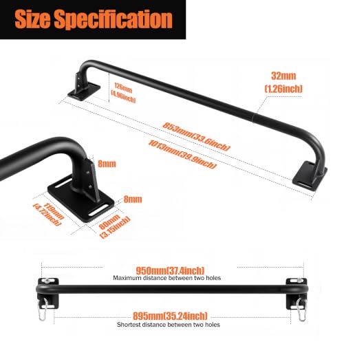 Wall Mounted Pull Up Bar, Carbon Steel Doorway Chin Up Bar for Home Gym - color: Black- Ab Straps