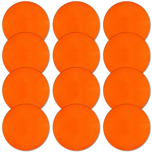 Poly Spot Markers 4inch/9 inch Non-Slip Rubber Agility Markers Flat Field Cones Floor Dots for Football, Soccer, Basketball Training Markers, School Activities, Exercise Drills, Social Distancing - style: 9inch 12Pcs(Red-orange)