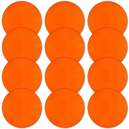 Poly Spot Markers 4inch/9 inch Non-Slip Rubber Agility Markers Flat Field Cones Floor Dots for Football, Soccer, Basketball Training Markers, School Activities, Exercise Drills, Social Distancing - style: 9inch 12Pcs(Red-orange)