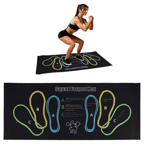 Squat Target Pad with Foot Position, 80x35cm/31.5x13.78in Non-Slip Squat Mat Home Gym & Fitness Accessories for Squats Leg Workouts Abdominal Training