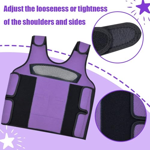 Compression Vest for Kids (Large, Ages 10+) Weighted Vest for Kids Including 6 Removable Weights Purple