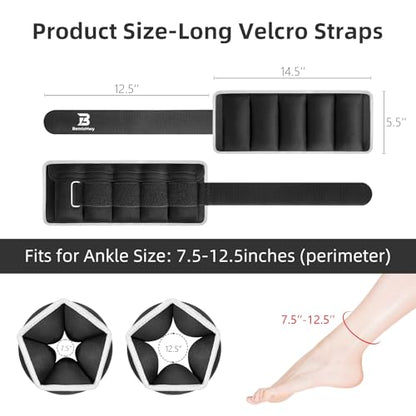 Adjustable Ankle Weights Set 1 Pair 2-10 lbs, Comfortable Leg Weights for Walking, Running, Pilates, Yoga, Home Workout & Physical Therapy