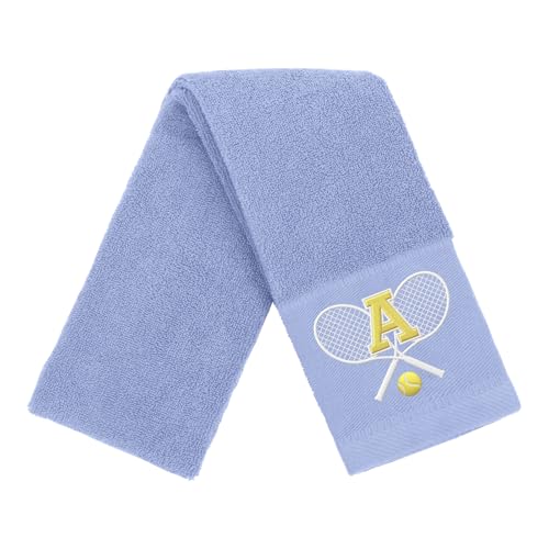 Tennis Towel,Tennis Gift for Men, Women,Lovers,13”x 43” Cotton Embroidered Tennis Towels (Blue, A) - color: Blue, size: A