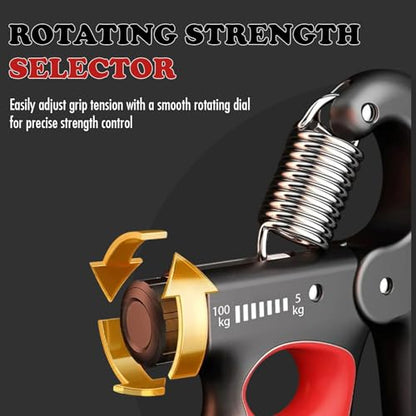 Adjustable Grip Strength Trainer Hand Gripper for Grip Strength, Forearm & Wrist Strengthener, Hand Exerciser for Strength Training & Therapy 11-220Lbs(5-100KG) - color: Red