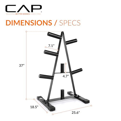 CAP 2-Inch Olympic Plate Tree Rack for Home Gym, Heavy-Duty A-Frame Weight Plate Storage Rack, Space-Saving Plate Organizer Stand, 5-Post & 7-Post, 300lb & 500lb Weight Capacity - style: 7 Posts