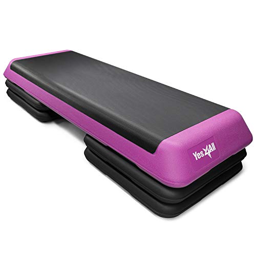 Yes4All 18.9" Aerobic Exercise Step Platform with 2 Risers, Adjustable Height Workout Stepper 3" 6" for Home Gym
