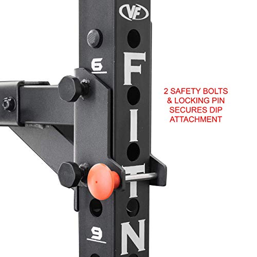 Valor Fitness Power Rack Dip Handle Attachments with Multiple Fits - Options Compatible with 2" & 2.5" Uprights and 3" Rigs with 1" Hole - Strength Training Accessory - size: 3" x 3" Frame