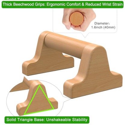 SELEWARE Wood Push Up Bars Steel Calisthenic Parallette Bars Handstand Bars - color: D: Wood Grip (8.7"L x 4"H)