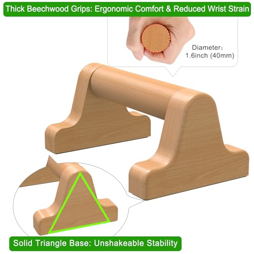 SELEWARE Wood Push Up Bars Steel Calisthenic Parallette Bars Handstand Bars - color: D: Wood Grip (8.7"L x 4"H)
