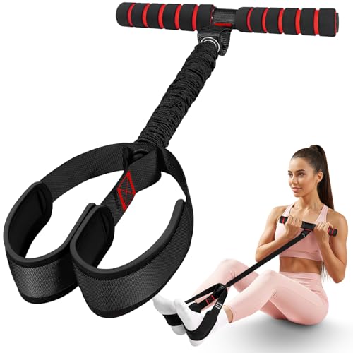 Pedal Resistance Bands with Handles, Upgrade Women Exercise Bands for Full Body Training, Core, ABS, Legs, Glutes, Arms, Pilates, Physical Therapy, Strength, Sit Up Equipment for Home Workout - color: 1-Black 55lbs