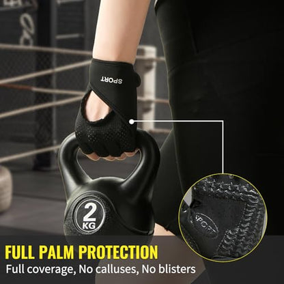 Workout Gloves with Wrist Support, Weight Lifting Gloves with Full Palm Protection and Extra Grip for Men and Women, Gym Exercise, Fitness