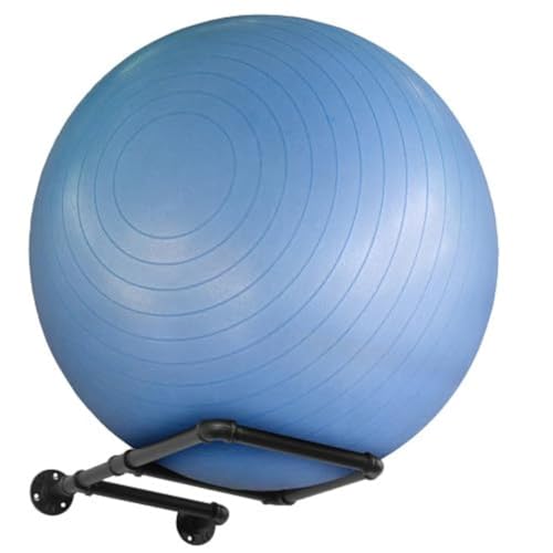 MyGift Yoga Ball Storage Wall Mount, Black Metal Pipe Racks for Exercise Ball Holder, Ball Storage for Home Gym or Studio - color: Black (Pipe Design), size: 1 Rack