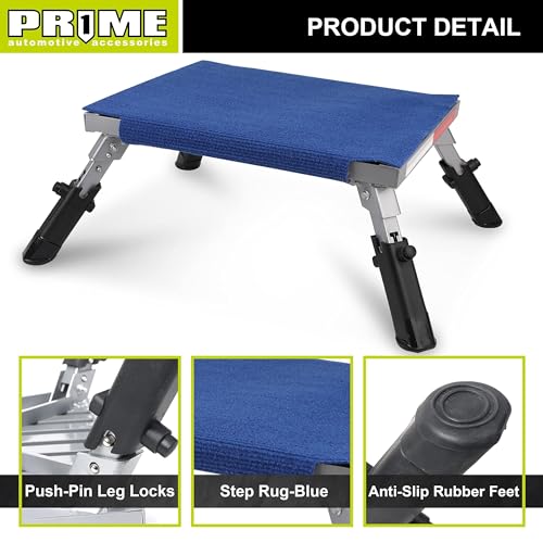 PR1ME Safety RV Steps, 19" x 14.5" Extra Large RV Step Stool with Glow, Camper Step Stool, Non-Slip Folding Step Stool and Ladder for RV, with 100% Polyester Step Rug RV Stair Cover, Up to 600lbs - size: Extra Large Size with Step Rug