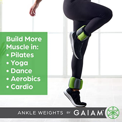 Gaiam Ankle Weights, Wearable Bracelet to Strengthen, Tone & Sculpt, Adjustable Ankle Weights for Women & Men for Yoga, Dance, Pilates, Barre, Cardio, Home & Gym Use