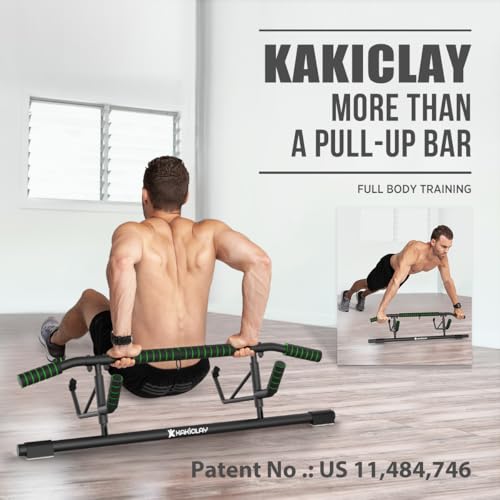 KAKICLAY New Upgrade Pull Up Bar for Doorway - Foldable Design & Space-Saving, Upto 440 Lbs Capacity, No Screwing or Slipping - USA Original Patent, Designed, Shipped, Warranty