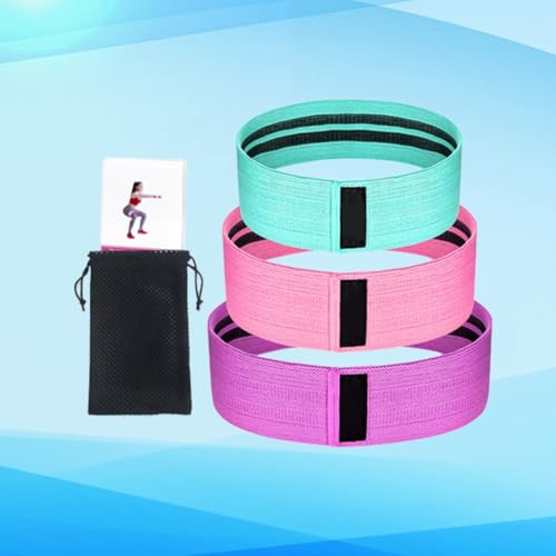 INOOMP Resistance Hip Bands Set of 3 with Anti-Slip Natural Latex, Butt Lifting and Leg Workout Fitness Bands for Squats and Glute Training with Mesh Bag and Instruction Guide