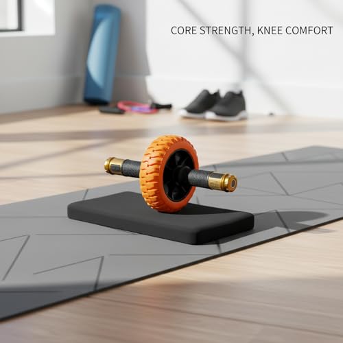 Ab Wheel Roller with Knee Pad - Orange Exercise Wheel for Core Training & Home Workouts