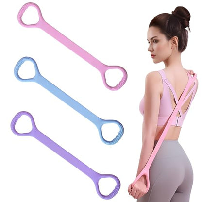 Figure 8 Resistance Bands for Women, 3 Pack Exercise Workout Bands for Arms, Shoulders, Back, Legs Stretching, Yoga, Pilates, Strength Training, Home Gym Fitness Elastic Fitness Band for Working Out