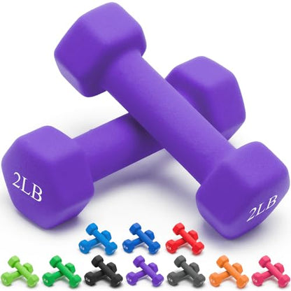 Portzon Weights Dumbbells 10 Colors Options Compatible with Set of 2 Neoprene Dumbbells Set,1-15 LB, Hand Weights for Exercise and Muscle Toning ，Anti-Slip, Anti-roll, Hex Shape