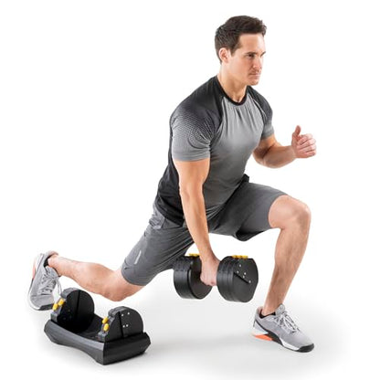 Marcy Adjustable Dumbbell System – 6-in-1 Free Weights for Home Gym, 50 lbs Single or 100 lbs Pair Options for Strength Training - style: 50lb, Single