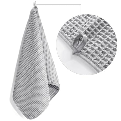 POLYTE 430 GSM Poly Blend Microfiber Quick Dry Waffle Hand Towel, 16x30 in - color: Light Gray