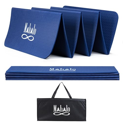 Foldable Yoga Mat + Carry Bag, 6mm 7-fold Workout Mat, Easy to Store, Anti-Slip Folding Exercise Mat for Yoga, Pilates, Home Workouts, and Floor Exercises