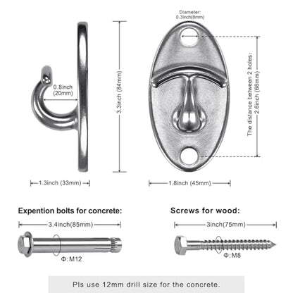SELEWARE 3 Pack Heavy Duty Stainless Steel Wall Anchors for Resistance Bands – 2000 lbs Load Capacity, Space-Saving Home Gym & Physical Therapy Mounts for Strength Training & Body Weight Straps