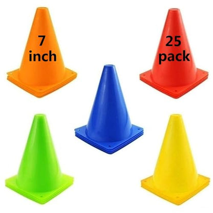 Soccer Cones 7 Inch 25 Pack - color: 5 Colors