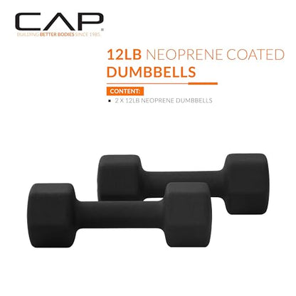 CAP Barbell Neoprene Dumbbell Weights Pairs & Sets | Black - style: 12 lb Pair