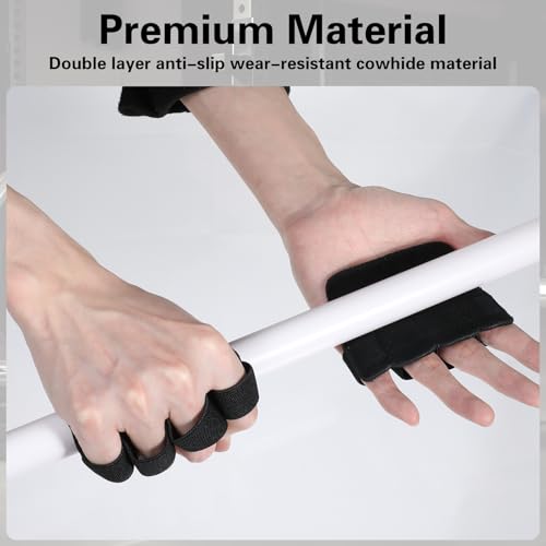 Gym Gloves for Men Weight Lifting, Four-Finger Leather Pull Up Gloves, Anti-Slip Men's Weightlifting Glove Workout Palm Guard Glove, Weight Lifting Glovess for Men Women Fitness Training (Black)