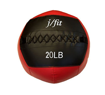 JFit Wall Ball – Premium Soft Weighted Exercise Ball for Strength, Conditioning, Gym & Home Workouts, 4-30 LB - color: Red/Black, style: 20-Pound