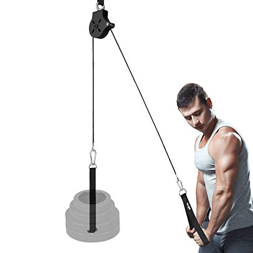 Yes4All Cable Machine Attachment, Row Handles, Tricep Rope, Straight Bar, V Bar, LAT Pulldown Accessories Load 880 LB for Home Gym - color: B. Single Combo: For 2 inch Olympic Plates
