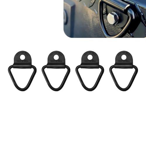 4 PCS V-Ring Tie Down Anchor, Heavy Duty Steel Truck Bed Tie Down Anchors Pickups Rail Accessories, Multifunctional Cargo Control Surface Fixed Hooks, Universal Cars Off-Road Vehicle (Black)
