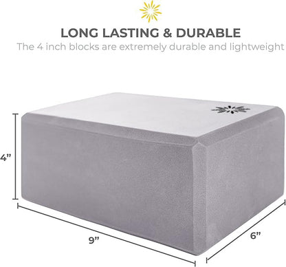 4" Yoga Block, 10 Pack Bulk EVA Foam Yoga Blocks, Firm and Supportive Yoga Brick, Balance Foam for Stretching, Pilates, and Workout, 4" x 6" x 9"