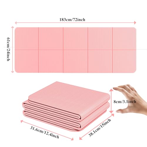Yoga Mat for Travel, Non-Slip Yoga Mat, Exercise Mat 1/4" Thick Yoga Mat Foldable, Perfect for Pilates, Outdoor & Travel, TPE Anti-Slip Yoga Mat with Carry Bag