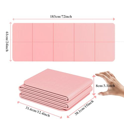 Yoga Mat for Travel, Non-Slip Yoga Mat, Exercise Mat 1/4" Thick Yoga Mat Foldable, Perfect for Pilates, Outdoor & Travel, TPE Anti-Slip Yoga Mat with Carry Bag