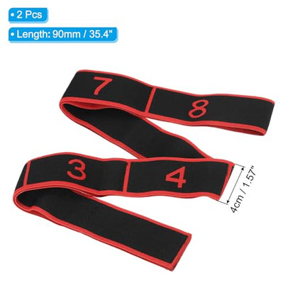 PATIKIL Exercise Bands, Yoga Stretching Strap Latin Elastic Bands for Physical Dance Stretch Pilates Resistance Bands - color: Black/Red