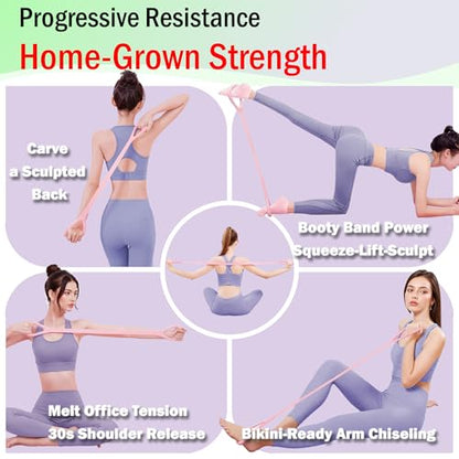 Full Body Resistance Bands Set for Women & Men, Professional Upper & Lower Body Workout Bands for Arms, Legs, Glutes, Yoga, Strength Training, Home Gym Fitness Equipment - color: Pink 2pcs