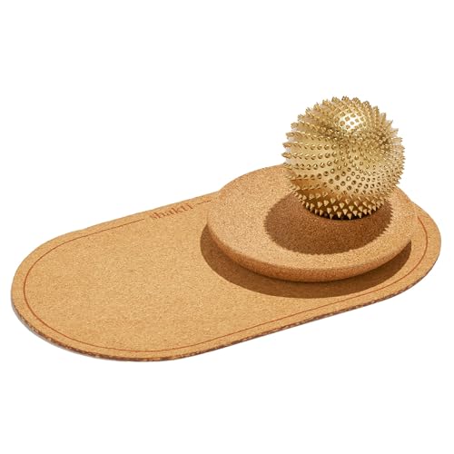 ShaktiMat Wonderball Acupressure Massage Ball, Cast in Brass with Natural Cork Rolling Mat & Stand Included | Activate Trigger Points Like Acupuncture to Relieve Tension and Stress and Help Relax