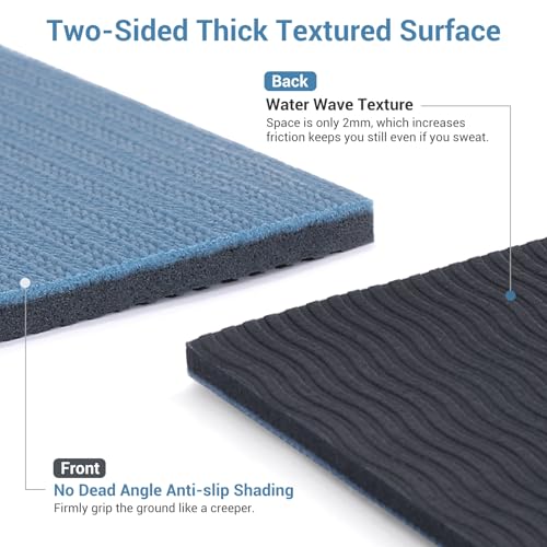 Avoalre Folding Yoga Mat, Eco-Friendly PVC Travel Yoga Mat Packable, Double Sided Non-Slip Printed Yoga Mats with Bag for Home Workout Gym Exercise Fitness Pilates Stretching (72" x 24" x 1/5" Thick) - color: Blue