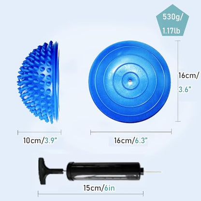 2PCS Hedgehog Balance Pods, Pimples Pilates Ball, Half Spiky Fitness Domes for Kids Adults Sports, Foot Massage, Stability Training, Muscle Balancing Therapy, Motor Skills Yoga Gymnastics Exercise