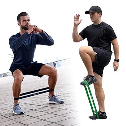 Resistance Exercise Fitness Loop Bands [Set of 5] for Rehabilitation Stretching Strength Training Muscle Toning Physical Therapy Abs Workout Training Pilates Flex Booty Glutes Yoga Squat Gym