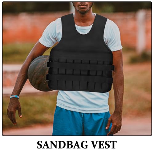Cabilock Adjustable Weighted Vest for Men Gym Strength Training Running Fitness Oxford Cloth Multi-functional Replaceable Weight Design Sports Sandbag Vest