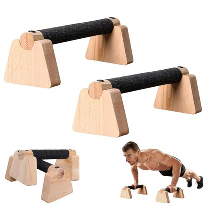 Wooden Parallettes Bars & Push Up Bars – Premium Handstand Training Push Up Handles, Non-Slip Calisthenics Equipment for Men & Women, Perfect Home Gym Fitness Tool for Strength & Balance - size: 30CM