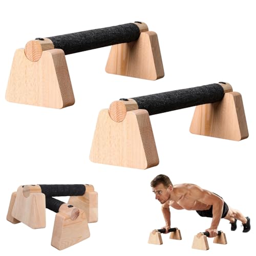 Wooden Parallettes Bars & Push Up Bars – Premium Handstand Training Push Up Handles, Non-Slip Calisthenics Equipment for Men & Women, Perfect Home Gym Fitness Tool for Strength & Balance - size: 30CM