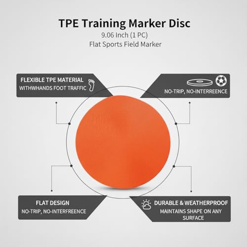 TPE Training Marker Disc, Flat Sports Field Marker for Agility Drills, 9.06 Inch (1 PC)