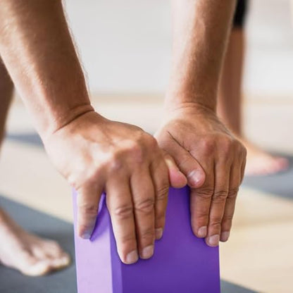 High Density Yoga Block Bricks - Support for Poses & Meditation Set of 2 For Men Women Foaming Pilates Fitness Stretching Aid, Balance, Health, Sports, Gym Exercise