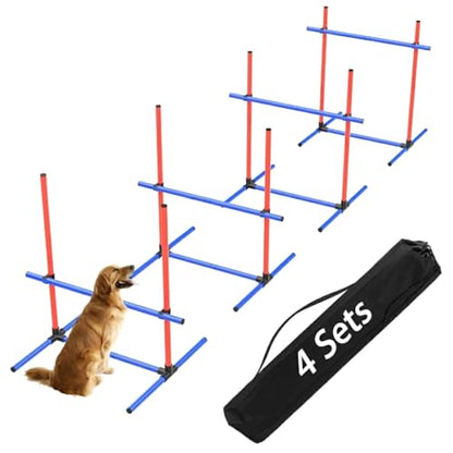 4Set Dog Agility Jumps Hurdle Course Training Equipment for Dogs, Indoor Outdoor Backyard Exercise Equipment